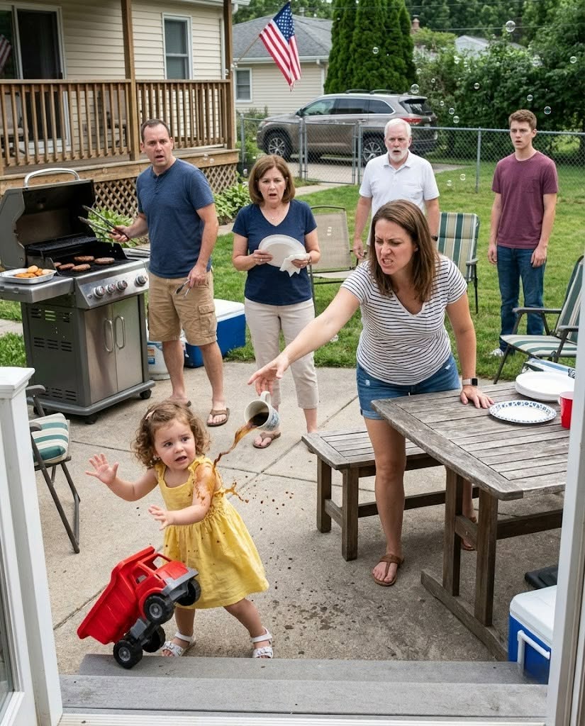 My two-year-old only reached for her cousin’s toy—then my sister-in-law flung a cup of scalding coffee straight into her face. As my baby screamed in agony, my in-laws pointed at the door and shouted, “Get that child out of our house right now!” While doctors treated her burns, I made one call to my father and whispered, “Tomorrow, we end them.” But they had no idea what was coming.