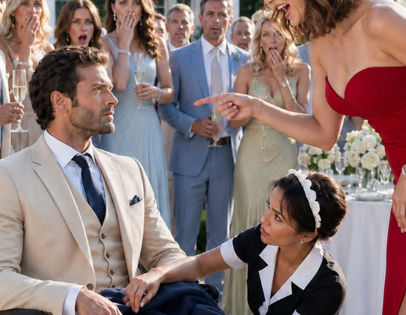 Full part: I pretended the accident had broken my bones, so I sat silently in my wheelchair and watched my fiancée laugh mockingly in front of everyone. “Look at you,” she sneered, leaning closer. “Now you’re nothing—just a useless cripple.”