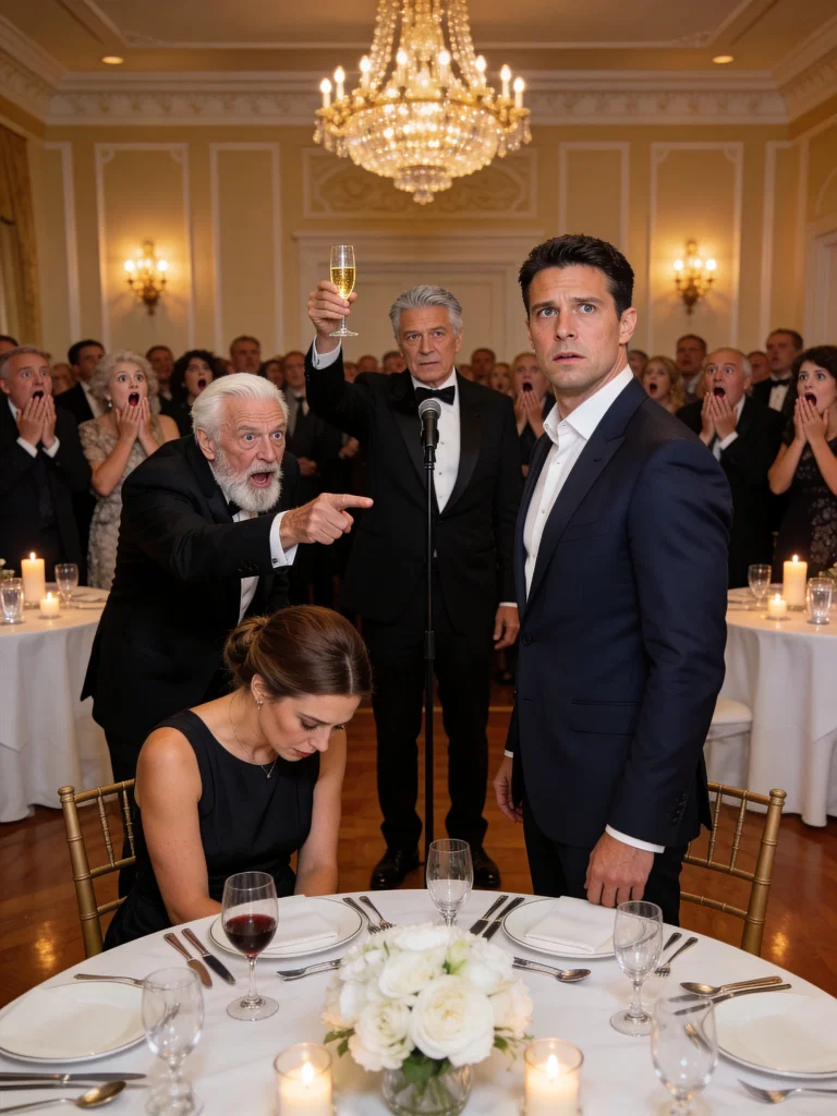 I was halfway through my dinner at my sister’s engagement party when my father raised his glass and said, “To our successful daughter—our pride and joy.” Then he looked straight at me, smirked, and added, “And you? Still in love with that poor farmer?” I stayed silent—until my boyfriend stood up. That’s when my sister’s future father-in-law suddenly pointed at him and blurted, “Wait… that’s you?” And in the next second, the entire room went dead silent… because they had no idea who he really was.
